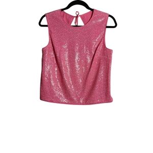 RACHEL ROY Addie Pink And White Speckled Sequin Sleeveless Top Size Medium